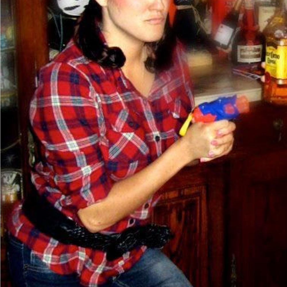 SO Perfect Shirt- *SHIRT COLOR IS RED PLAID- model is showing for fit only